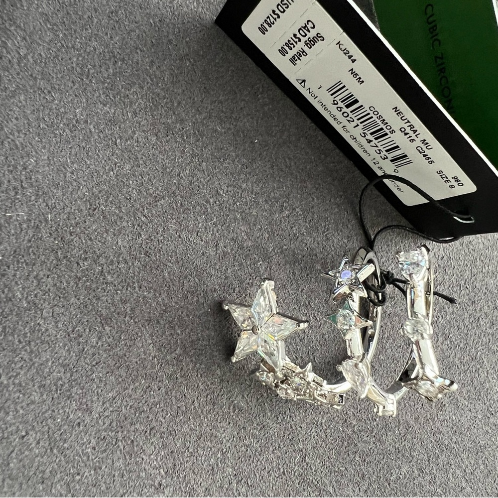 NWT Kate Spade Wrap Ring Cosmos, style KJ244, Size 8, Clear Crystals on Silver - Picture 6 of 8